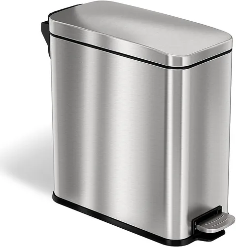 Vista 4 de iTouchless - Cubo de basura de 3 galones para baño con tapa y desodorante Plata cepillada