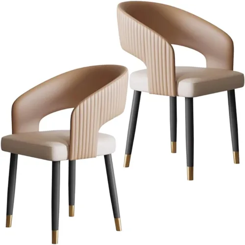 Vista 12 de YVYKFZD Mid Century Dining Chairs, Leather Kitchen Chairs Set, Dining Room Chair with Curved Backrest and Metal Legs, Upholstered Armchair Comfy