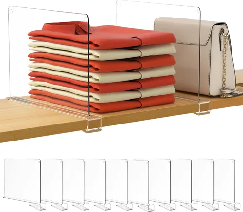 Vista 27 de HBlife 6 separadores de estantes negros, organizador vertical de bolso para armario, perfecto para suéteres, camisas, bolsos en el dormitorio
