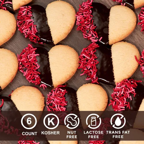 Vista 3 de Galletas de Chocolate Galletas de Mantequilla en Forma de Corazón Sumergidas en Chocolate y Con Chispas Rojas Comparte tu Amor con Mamá, Papá