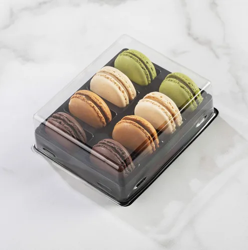 Vista 3 de Pastry Chef's Boutique - Cajas de regalo pequeñas de plástico transparente para macarons franceses - Capacidad para 2 macarons - Tamaño de cavidad