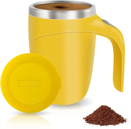 Vista 12 de Taza de café con agitación magnética automática, taza giratoria para mezcla en casa, oficina y viaje, divertida taza eléctrica de acero inoxidable