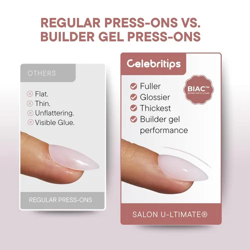 Vista 3 de Celebritips Uñas postizas a presión - Salon U-ltimate™ Bailarina, Uñas de almendra extra cortas, reutilizables 16 tamaños - Kit de 32 uñas