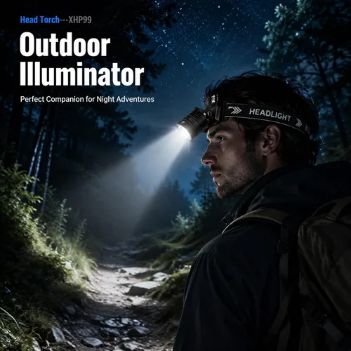 Vista 2 de Potente linterna LED recargable, ángulo ajustable de 90 grados, aleación de aluminio - sensor infrarrojo, carga rápida USB, campamento al aire libre