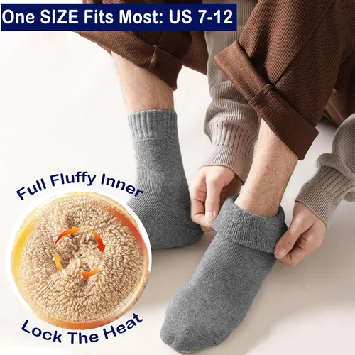 Vista 3 de MOSOTECH 5 Pairs Wool Socks for Men, Size 7-12, Cozy Cushioned Crew Boot Socks Thermal and Warm for Winter Spring Work Hiking