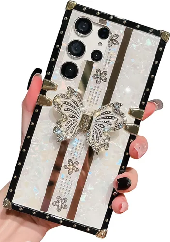Vista 34 de Funda Rectangular de Lujo Femenina Compatible con iPhone 16 Pro Max Diseñada con Soporte de Anillo de Diamante con Función de Atril