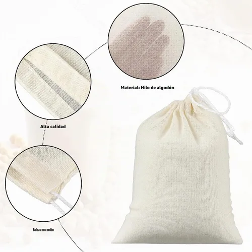 Vista 5 de MyLifeUNIT Bolsa de sopa, bolsa de malla de algodón para tamaño grande 10" x 12", juego de 4