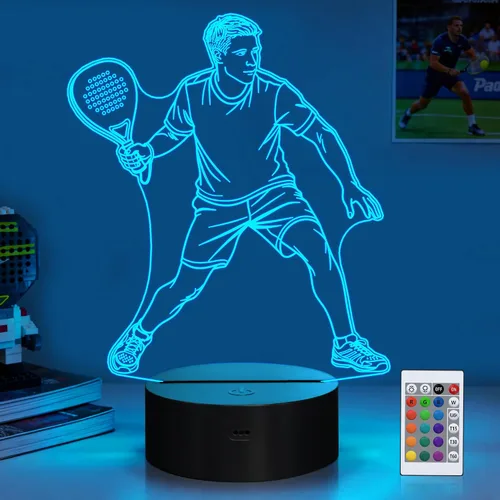 Vista 10 de OkiyiD - Luz nocturna de ilusión 3D con 16 colores cambiantes con control remoto (Estilo 7)