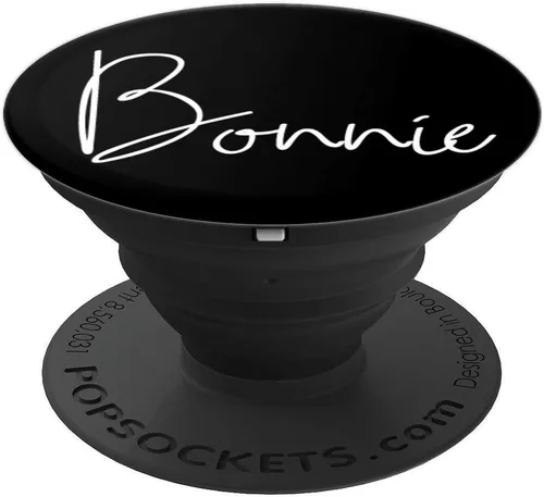 Vista 4 de Bonnie Name - Soporte y agarre para teléfonos y tabletas, color blanco sobre negro, Negro