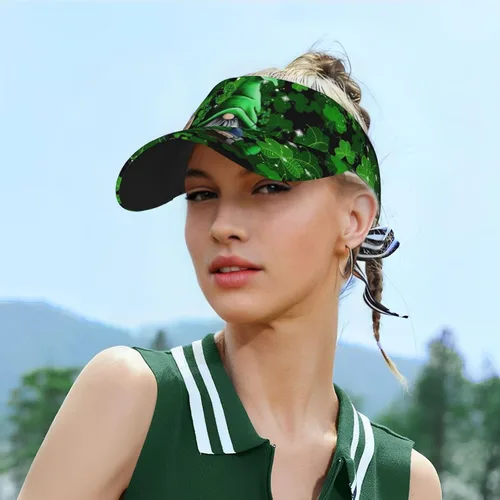 Vista 6 de Lindo trébol del día de San Patricio para mujeres y hombres, visera deportiva para exteriores, sombrero de trébol verde, sombreros ajustables
