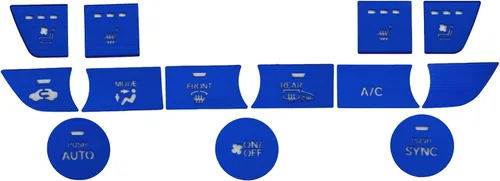 Vista 13 de x xotic tech 11 piezas de cubierta de parche para interruptor de botón de CA de consola central, aleación de aluminio azul, compatible con Honda