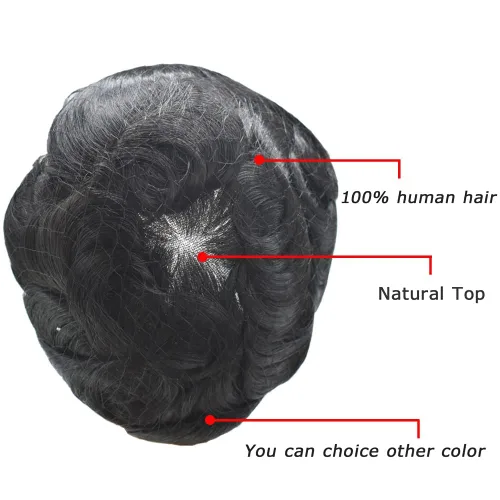 Vista 5 de Toupee - Sistema de cabello para hombre, monofilamento fino duradero, monofilamento europeo de repuesto para hombres, piezas de pelo
