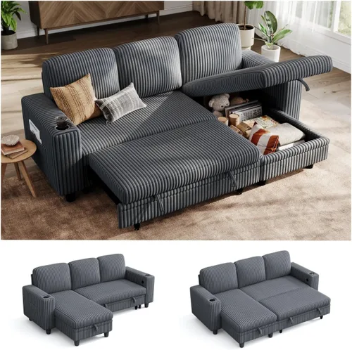 Vista 27 de LINSY HOME Sofá Loveseat con Almacenamiento - Cómodo Sofá de Pana Suave de 2 Plazas con Carga USB y Portavasos, Loveseat de Asiento Profundo