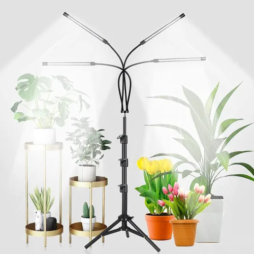 Vista 9 de GHodec Luz de Crecimiento con Soporte, 60 LED 5500K Luz de Planta de Piso de Espectro Completo para Plantas de Interior en Crecimiento, 5 Niveles