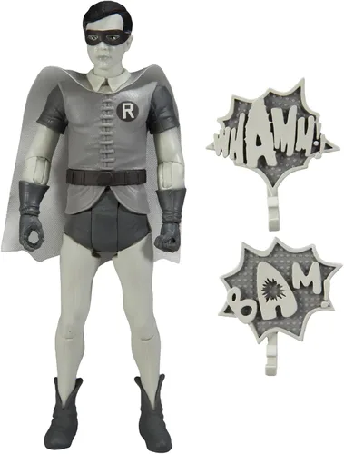 Vista 3 de DC Retro Batman 1966 - Figura de acción de 6 pulgadas Wave 5 - Robin blanco y negro