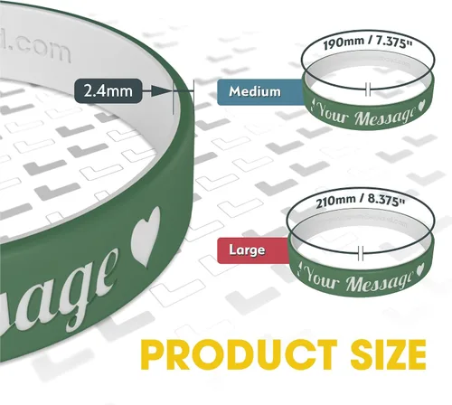 Vista 2 de Reminderband - Pulseras lujosas de silicona y goma para motivación, eventos, regalos, apoyo, recaudación de fondos y concientización, para hombres