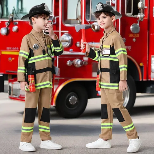 Vista 11 de yolsun disfraz de bombero para niños y niñas, 7 piezas