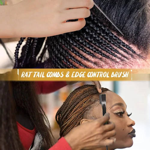 Vista 4 de Juego de peines profesionales SalonSilk para cabello natural rizado negro para damas