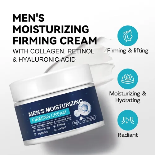 Vista 3 de Crema reafirmante facial para hombre, hidratante facial antiarrugas con colágeno, retinol, crema facial antienvejecimiento para tensar la piel