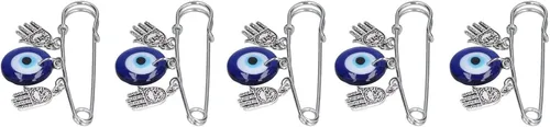 Vista 7 de 5 pines de mal de ojo, broche de hierro y aleación, diseño único de buena suerte, pines de seguridad para hombres, mujeres, fiestas en casa, citas