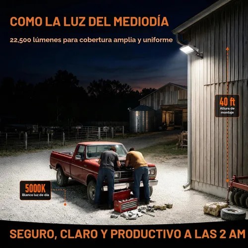 Vista 3 de ledmo Luz LED de estacionamiento de 100 W/120 W/150 W, 22500 lm, súper brillante, regulable, para exteriores, con sensor 3 en 1 con fotocélula