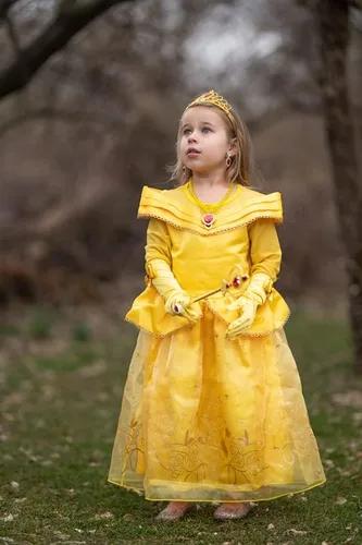 Vista 7 de ReliBeauty Disfraz de princesa para niñas pequeñas color amarillo