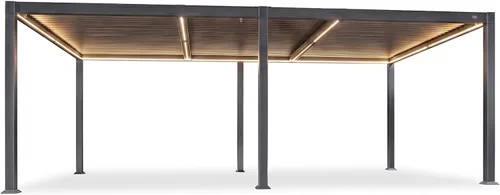 Vista 17 de PURPLE LEAF Pérgola con listones 92KS de 8 x 10 pies con tira LED regulable solar integrada, techo ajustable de aluminio a prueba de lluvia