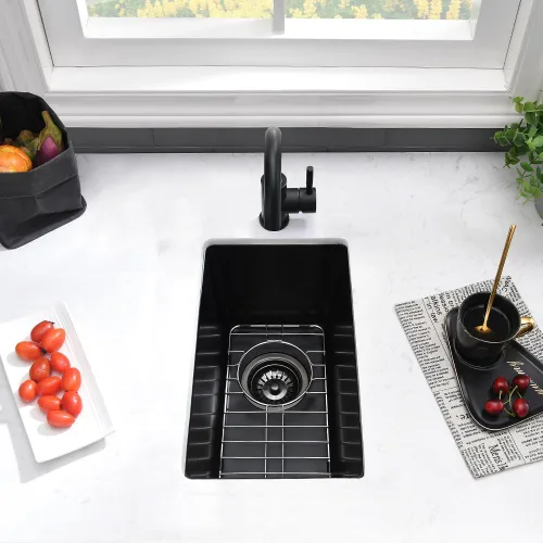 Vista 3 de Fregadero de barra negro Undermount-VASOYO - Fregadero de cocina pequeño de 10 x 18 pulgadas, fregaderos de cocina para exteriores, para caravana