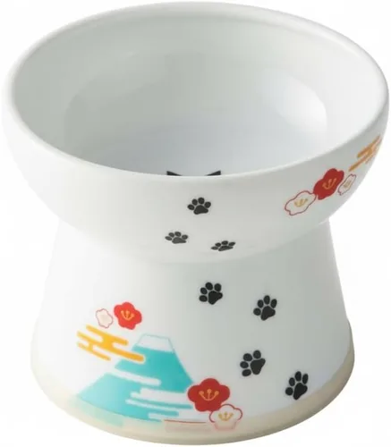 Vista 25 de Tazón elevado de comida para gatos Necoichi – Tazón elevado de cerámica para gatos para fatiga de bigotes y cuello, apto para lavavajillas