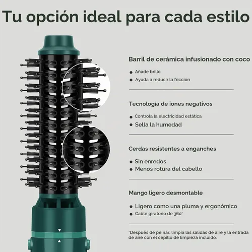 Vista 6 de Aima Beauty Juego de cepillos para secador de pelo, cepillo redondo 4 en 1 que añade brillo, suavidad, rizo y volumen para cabello corto a mediano