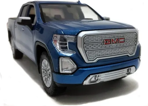 Vista 4 de Motormax 2019 GMC Sierra 1500 Denali Crew Cab Pickup Truck Metallic Blue 1/24-1/27 Modelo de coche fundido a presión 79362, juguetes para niños