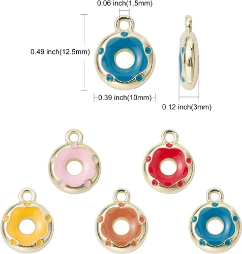 Vista 2 de DanLingJewelry Dijes coloridos esmaltados lindos colgantes para hacer joyas y manualidades, Metal no precioso., Sin piedra preciosa