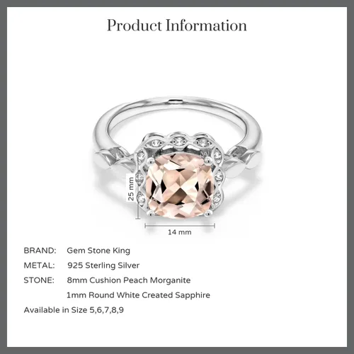 Vista 112 de Gem Stone King Anillo de compromiso de plata de ley 925 de 0.315 in con piedra natal y zafiro blanco creado Anillo de compromiso de boda