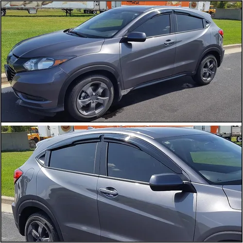 Vista 3 de Viseras de ventana compatibles con Honda HRV HR-V 2016-2022, protectores de lluvia acrílicos JDM ahumados por IKON MOTORSPORTS, 2017, 2018, 2019