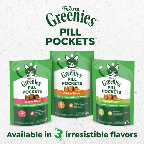 Vista 9 de Greenies Bolsitas para píldoras felinas para gatos Golosinas naturales suaves para gatos, sabor a hierba gatuna, bolsa de 1.6 oz. (45 golosinas)