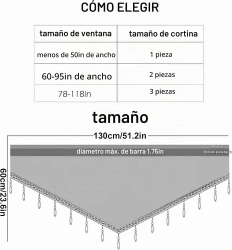 Vista 9 de Molaxhome Cortina festoneada cortina festoneada cortina transparente panel Beige