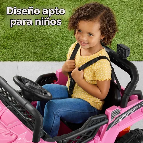 Vista 6 de Best Choice Products Carro Eléctrico Montable UTV de 12V para Niños con Remolque con Control Parental, Luces LED, 2 Velocidades, Bluetooth - Rosa