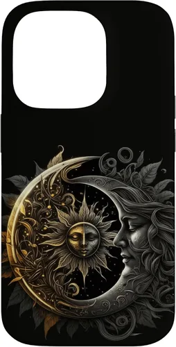 Vista 17 de Moon And Sun Celestial Yin And Yang Leaves Case for iPhone 16