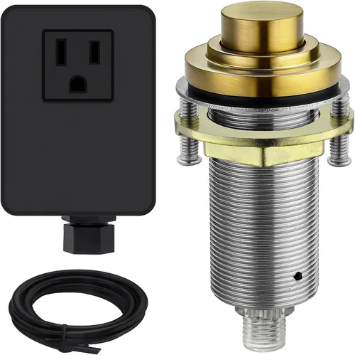 Vista 9 de Kit de interruptor de aire SinkTop (botón largo de latón completo) para eliminación de basura, bronce aceitado inalámbrico