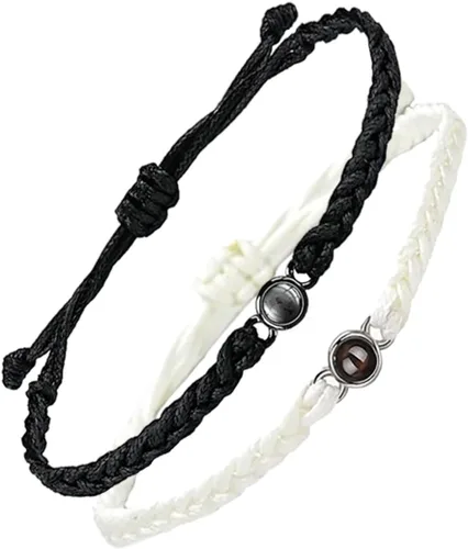 Vista 3 de Pulseras personalizadas con imagen en el interior, paquete de 2 para mujeres y hombres, pulsera de foto circular con imagen personalizada, pulseras