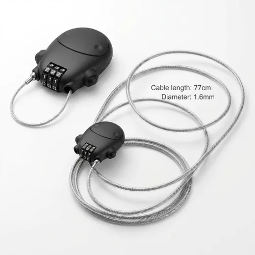 Vista 2 de QWORK Cerradura retráctil de cable combinada, paquete de 2 cables de acero ajustables de 30 pulgadas, bloqueo de contraseña de seguridad