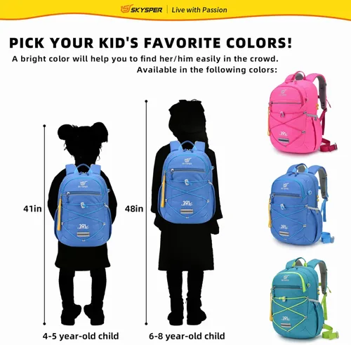 Vista 8 de SKYSPER Mochila escolar para niños de 4 a 8 años para viajes de un día y clases (azul)