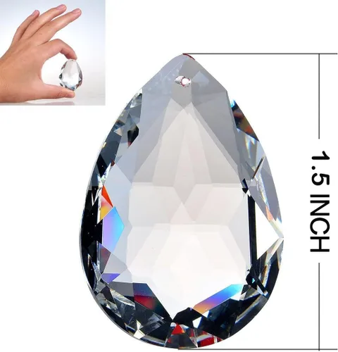 Vista 2 de LoveUnited 10 colgantes de cristal de 1.5 pulgadas/1.496 in – Prismas de cristales colgantes para ventanas, FengShui, adorno colgante