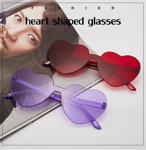 Vista 7 de AEAHALY Lentes de sol con forma de corazón blanco, verde, azul, morado, rosa, rojo, para mujer, con forma de corazón, a granel, para fiestas