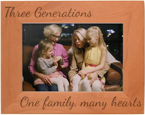 Vista 21 de Gifts For All By Rachel Olevia Five Generations One Family Many Hearts - Marco de fotos de madera natural grabado de 4 x 6 pulgadas, diseño