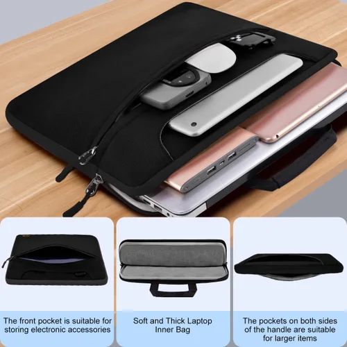Vista 5 de Funda para laptop de 13.3 pulgadas con correa para el hombro, maletín delgado para computadora con correa compatible con MacBook Air/Pro 13/Pro 14