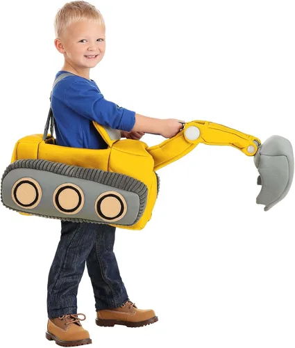 Vista 3 de Toddler Ride in Excavator Costume, Yellow Heavy Equipment Operator Outfit