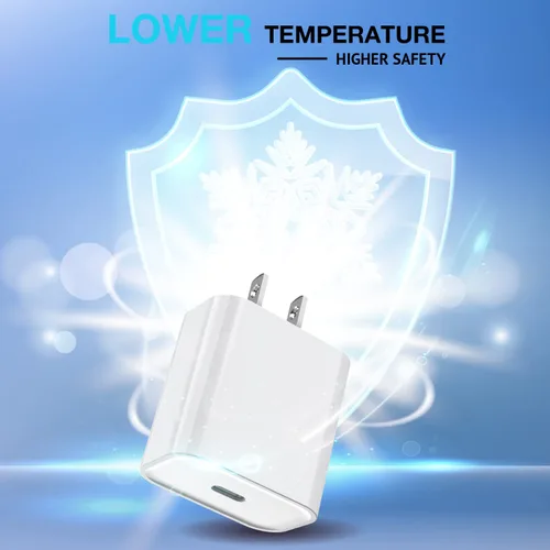 Vista 3 de Cargador de carga rápida para iPhone 17 16 15, paquete de 2 unidades, 20 W, USB C, cargador de pared de viaje, bloque de enchufe, cable de carga
