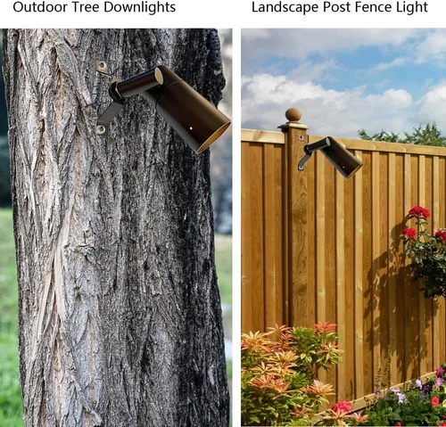 Vista 5 de Arrownine Luces de iluminación de paisaje, bajo voltaje, luces montadas en árbol de pared al aire libre, reemplazable, bombilla LED MR16, acabado