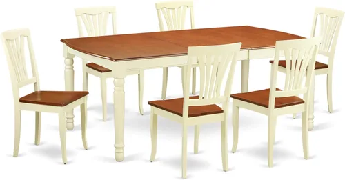 Vista 8 de East West Furniture DOAV9-BCH-LC - Juego de mesa de comedor de 9 piezas, incluye una mesa rectangular de madera con hoja de mariposa y 8 sillas